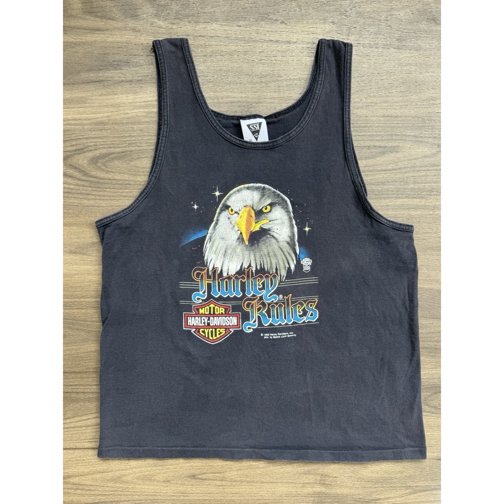 Vintage 1988 Harley Davidson Harley Rules Eagle Tank Top Size XL‎